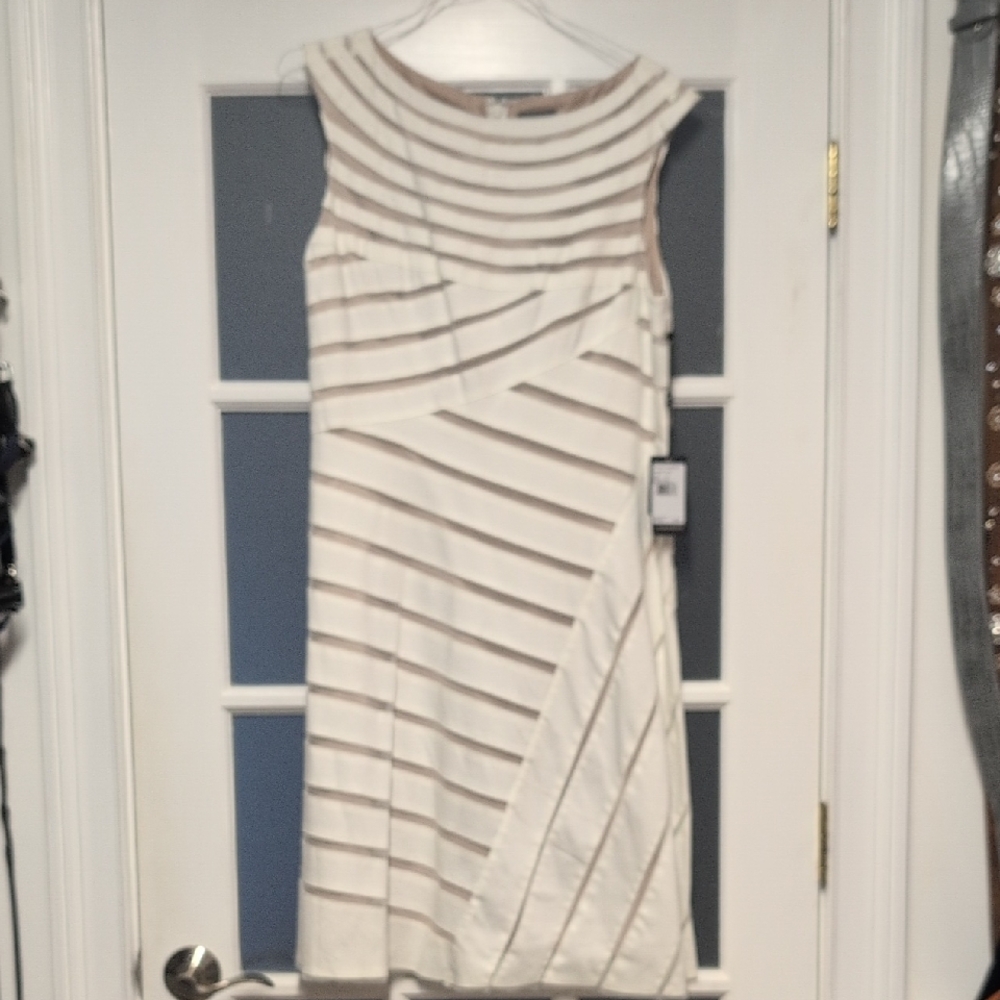 Adrianna Papell White and Cream Midi Dress